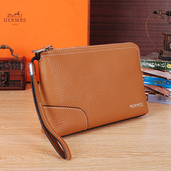 2015 Hermes Calfskin Leather Clutch H6628 Wheat