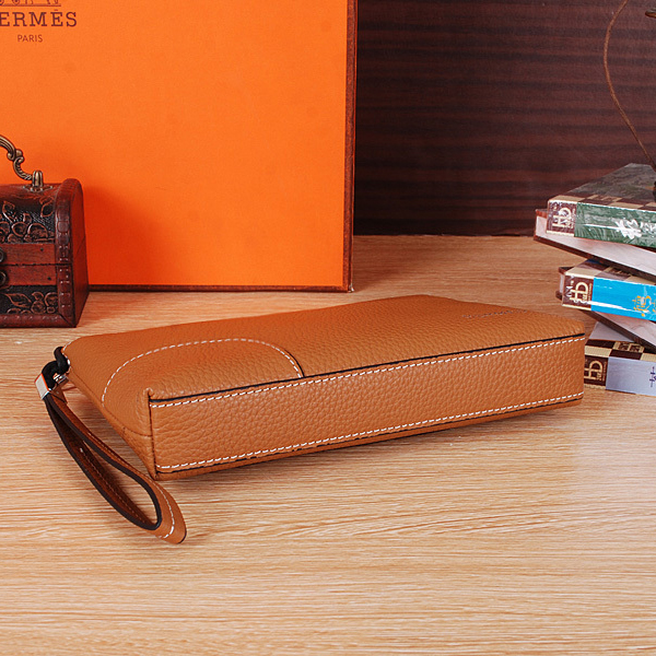 2015 Hermes Calfskin Leather Clutch H6628 Wheat