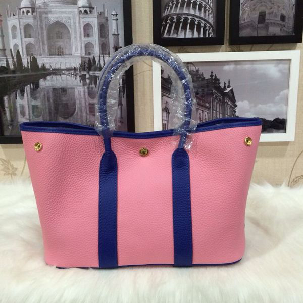 2015 Hermes Garden Party 30cm Tote Bags Original Leather Pink&Blue