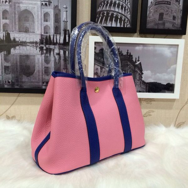 2015 Hermes Garden Party 30cm Tote Bags Original Leather Pink&Blue