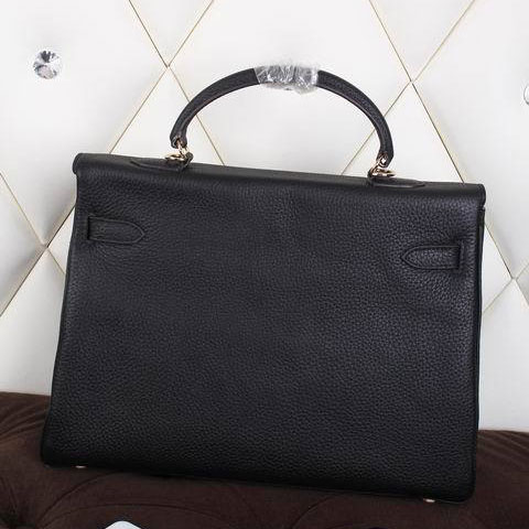 2015 Hermes Kelly 35CM Shoulder bag clemence leather in Black