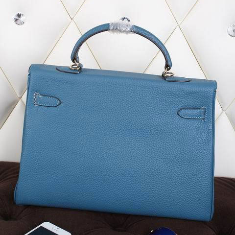 2015 Hermes Kelly 35CM Shoulder bag clemence leather in Blue