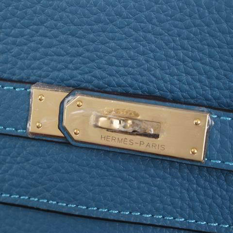 2015 Hermes Kelly 35CM Shoulder bag clemence leather in Blue