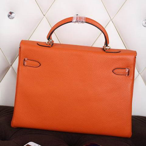 2015 Hermes Kelly 35CM Shoulder bag clemence leather in Orange