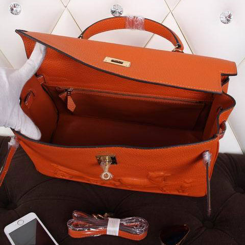 2015 Hermes Kelly 35CM Shoulder bag clemence leather in Orange