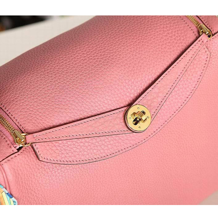 2015 Hermes Lindy 30CM Original Leather Shoulder Bag H1057 Pink in Gold