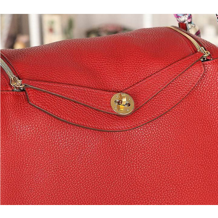 2015 Hermes Lindy 30CM Original Leather Shoulder Bag H1057 Red in Gold