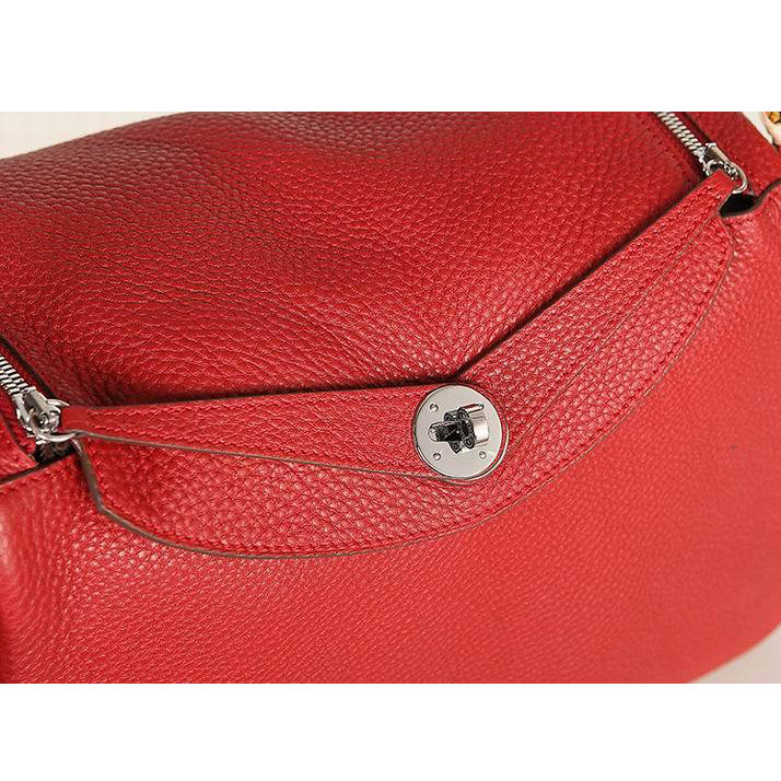 2015 Hermes Lindy 30CM Original Leather Shoulder Bag H1057 Red in Silver