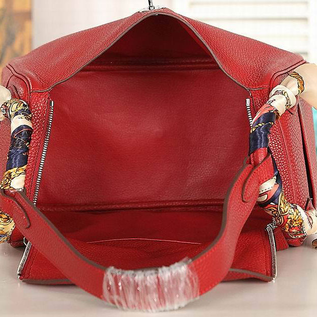 2015 Hermes Lindy 30CM Original Leather Shoulder Bag H1057 Red in Silver