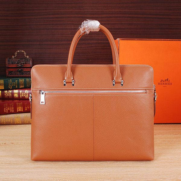 2015 Hermes Mens Briefcase Original Grainy Leather H8015 in Wheat