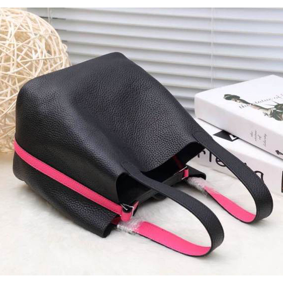 2015 Hermes Picotin Lock MM Bag in Clemence Leather H8616 Black&Rose