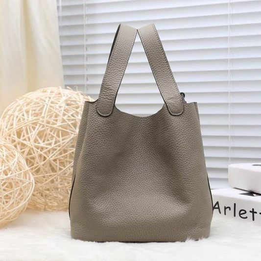 2015 Hermes Picotin Lock MM Bag in Clemence Leather H8616 Drak Grey