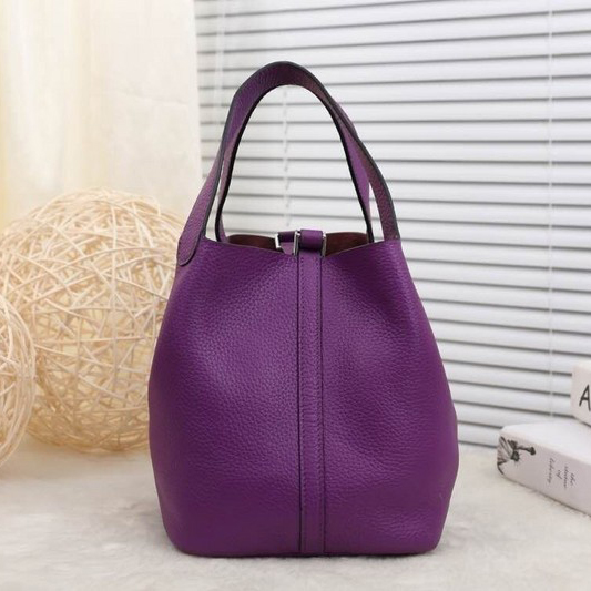 2015 Hermes Picotin Lock MM Bag in Clemence Leather H8616 Purple