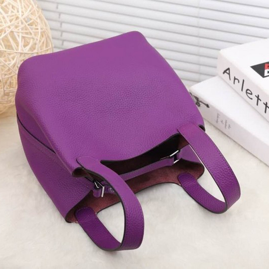 2015 Hermes Picotin Lock MM Bag in Clemence Leather H8616 Purple