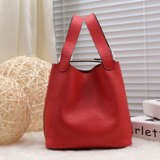 2015 Hermes Picotin Lock MM Bag in Clemence Leather H8616 Red