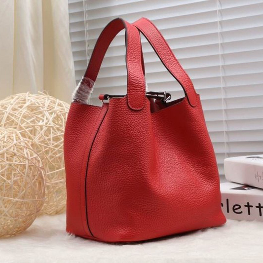 2015 Hermes Picotin Lock MM Bag in Clemence Leather H8616 Red