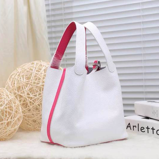 2015 Hermes Picotin Lock MM Bag in Clemence Leather H8616 White&Red