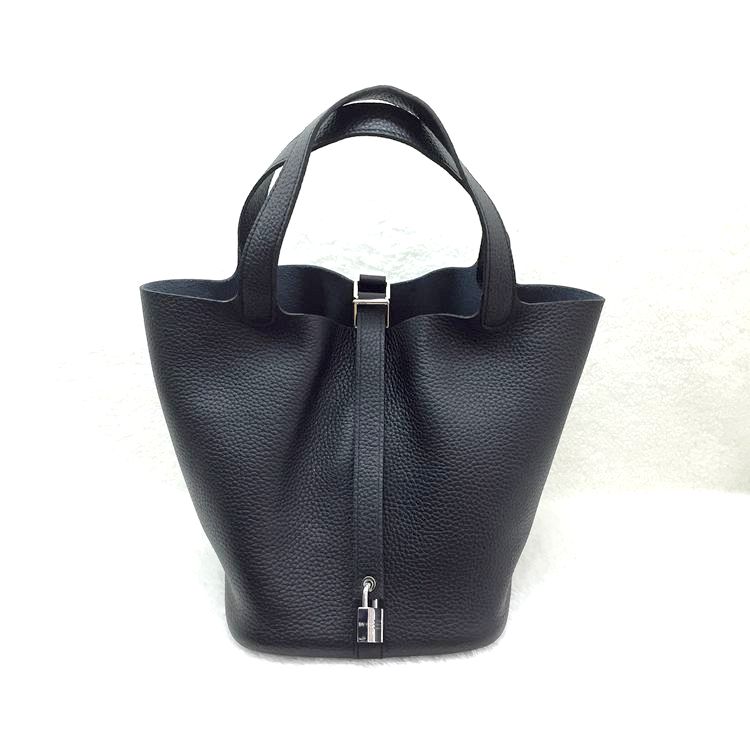 2015 Hermes Picotin Lock MM Bags Clemence Leather H1048 Black