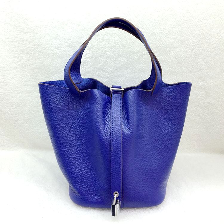 2015 Hermes Picotin Lock MM Bags Clemence Leather H1048 Blue