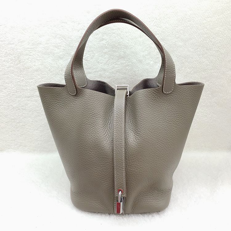 2015 Hermes Picotin Lock MM Bags Clemence Leather H1048 DarkGrey