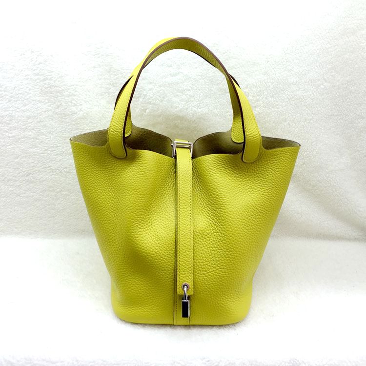 2015 Hermes Picotin Lock MM Bags Clemence Leather H1048 Lemon