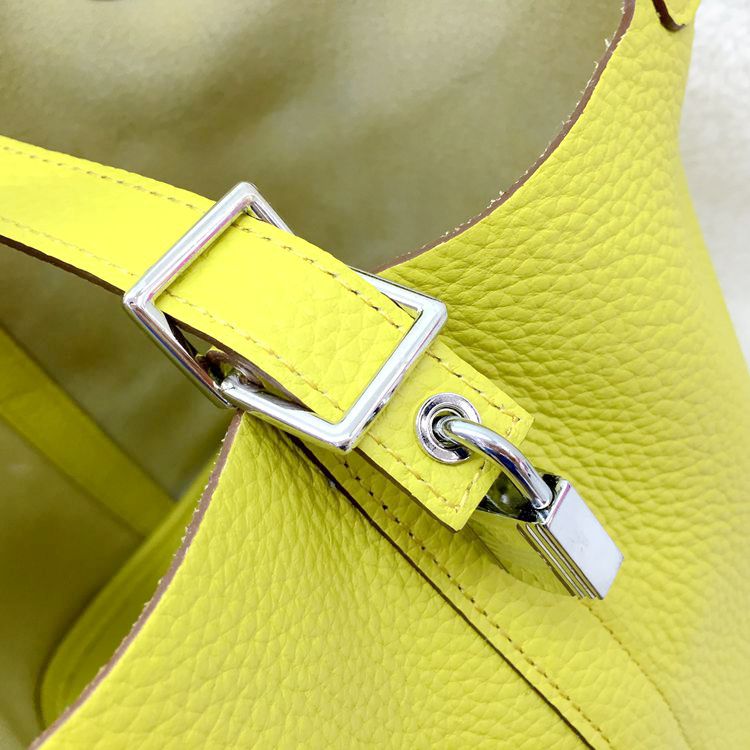 2015 Hermes Picotin Lock MM Bags Clemence Leather H1048 Lemon