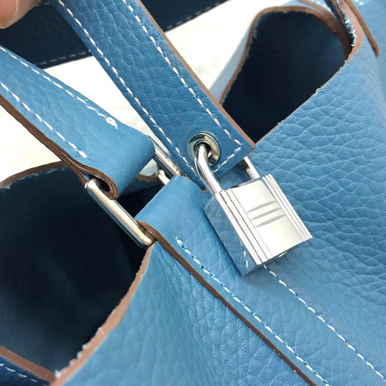 2015 Hermes Picotin Lock MM Bags Clemence Leather H1048 Light blue