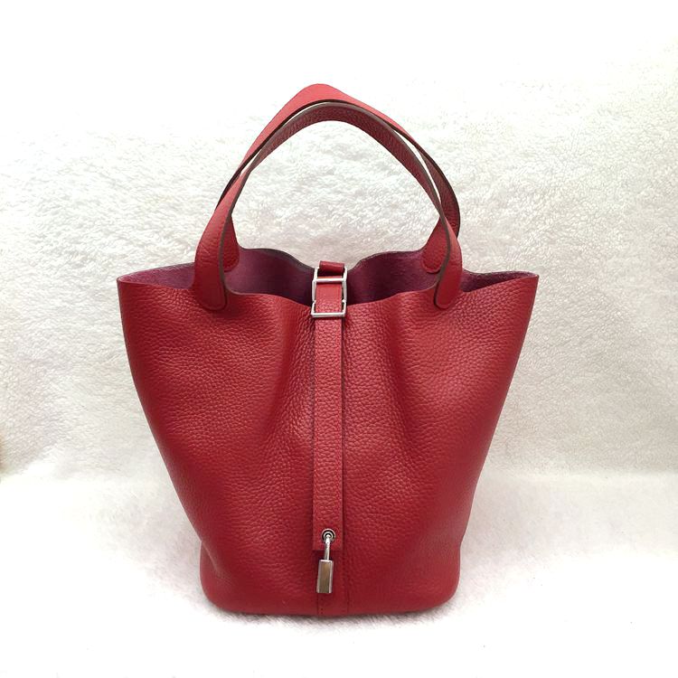 2015 Hermes Picotin Lock MM Bags Clemence Leather H1048 Red