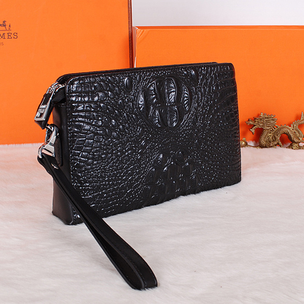 2015 Hermes crocodile Leather Clutch H319 Black