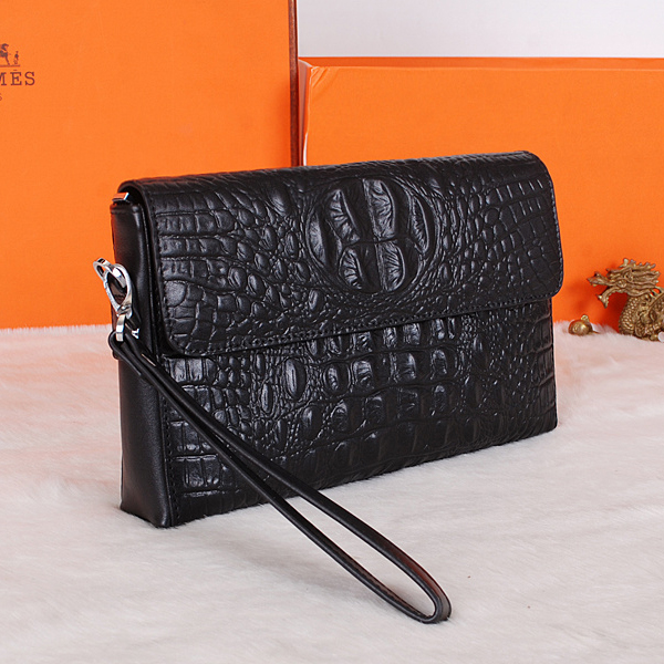 2015 Hermes crocodile Leather Clutch H319 Black