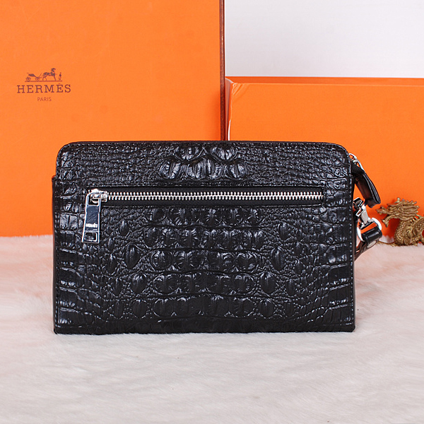 2015 Hermes crocodile Leather Clutch H319 Black