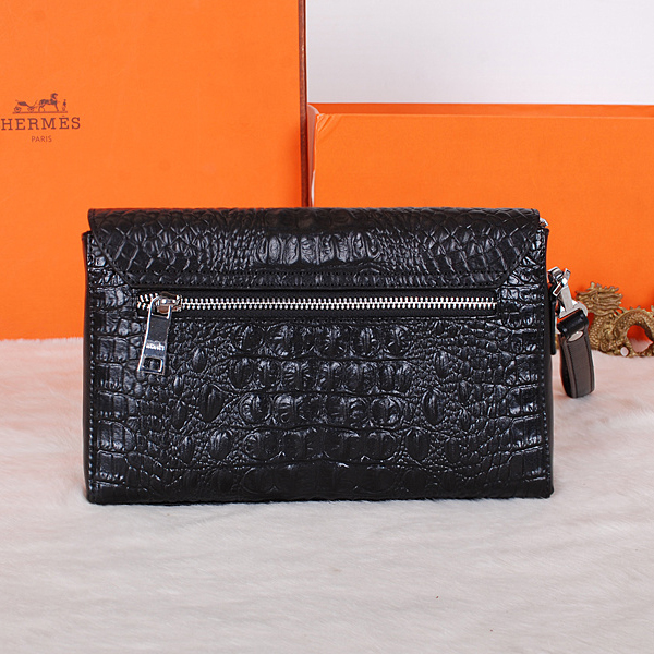 2015 Hermes crocodile Leather Clutch H319 Black