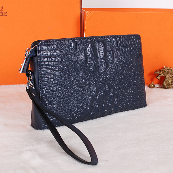 2015 Hermes crocodile Leather Clutch H319 Dark Blue