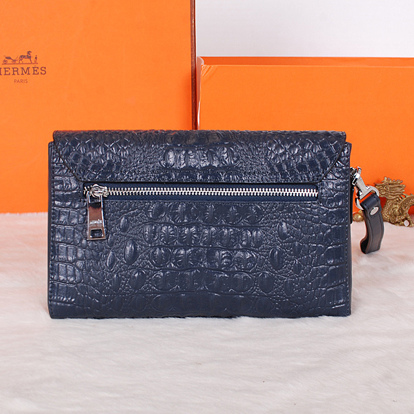 2015 Hermes crocodile Leather Clutch H319 Dark Blue