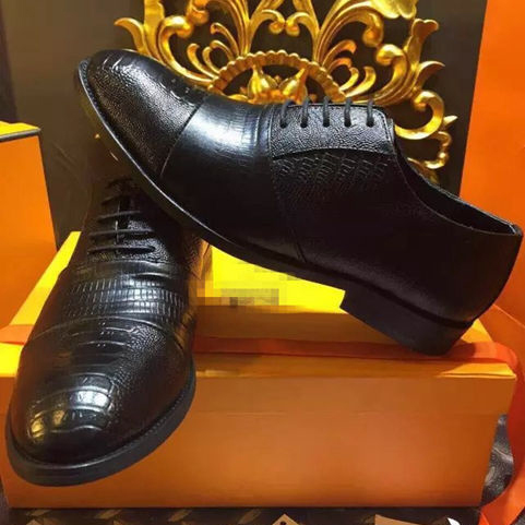 2015 Hermes men business  shoes in Lizard stripe leather