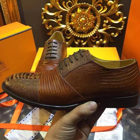 2015 Hermes men business  shoes in Lizard stripe leather