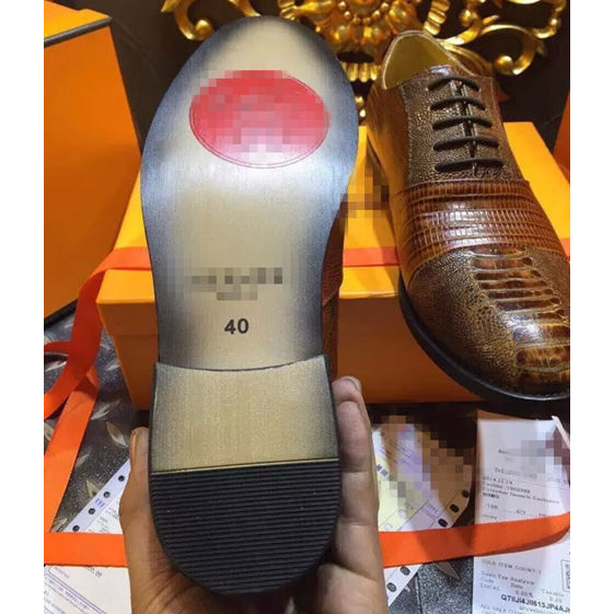 2015 Hermes men business  shoes in Lizard stripe leather