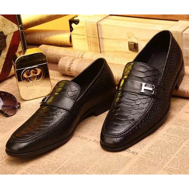 2015 Hermes men business shoes in Snakeskin stripe leather