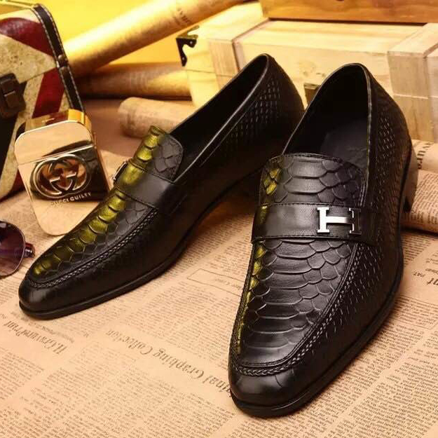 2015 Hermes men business shoes in Snakeskin stripe leather