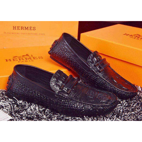 2015 Hermes men casual shoes in Crocodile Stripe leather