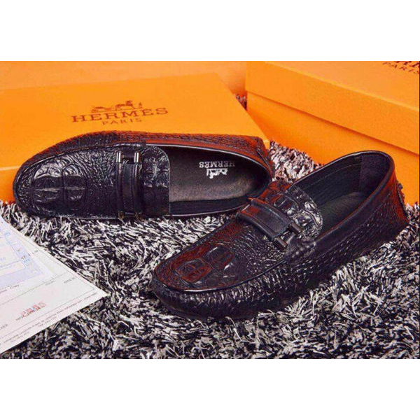 2015 Hermes men casual shoes in Crocodile Stripe leather