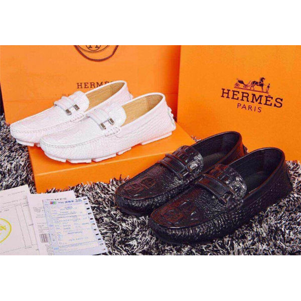 2015 Hermes men casual shoes in Crocodile Stripe leather