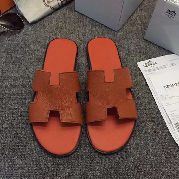 2015 Hermes men slippers shoes in soft leather