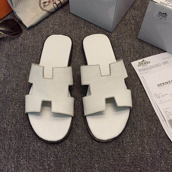 2015 Hermes men slippers shoes in soft leather