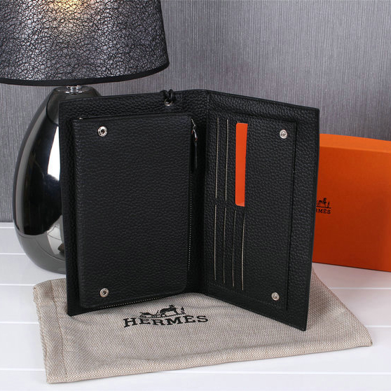 2015 Hermes wallet Grainy Leather H8056 Black