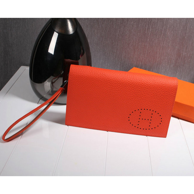 2015 Hermes wallet Grainy Leather H8056 Orange