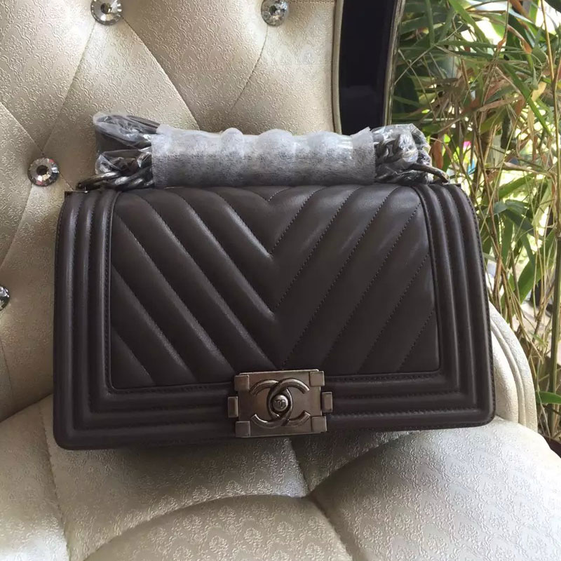 2015 LE Boy Chanel Flap Shoulder Bag Original Fetal cowhide A67086 Grey