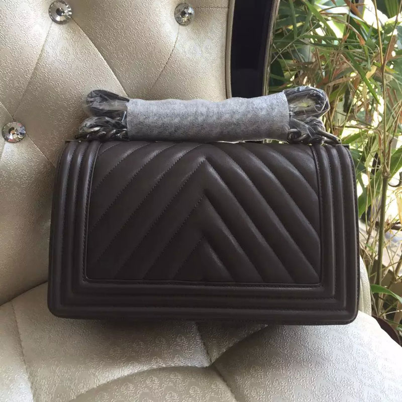 2015 LE Boy Chanel Flap Shoulder Bag Original Fetal cowhide A67086 Grey