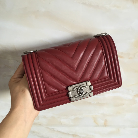 2015 LE Boy Chanel Flap Shoulder Bag Original Leather A67063 Claret