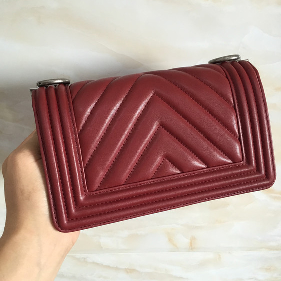 2015 LE Boy Chanel Flap Shoulder Bag Original Leather A67063 Claret